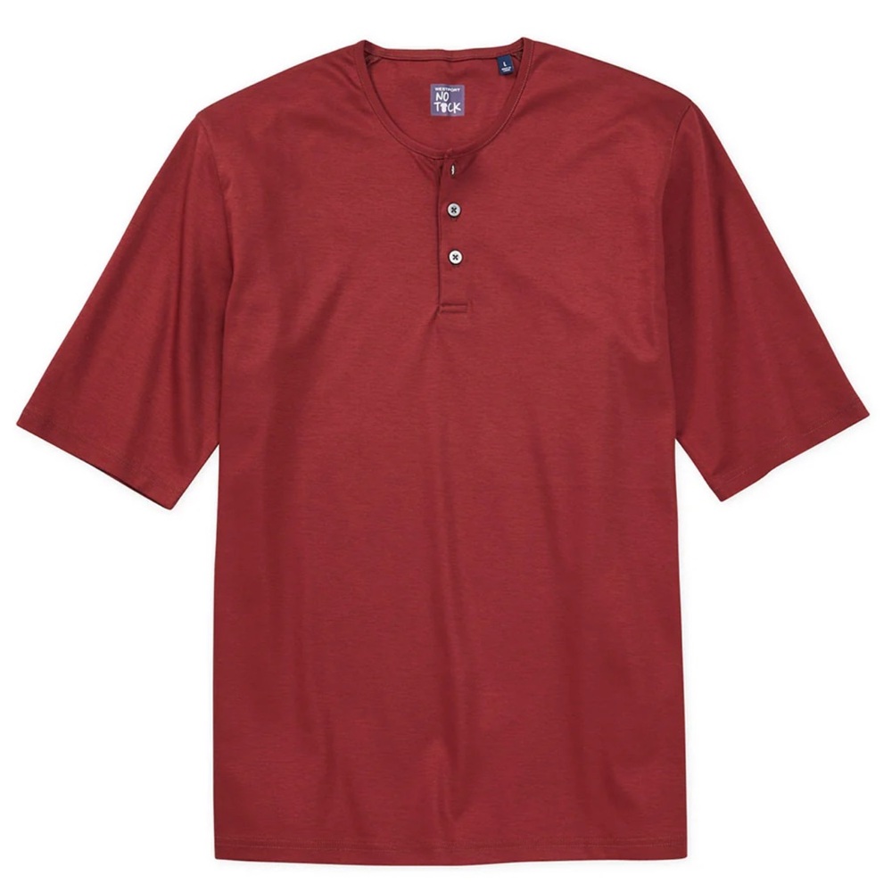 Westport NWT Men’s No-Tuck LustreTech Stretch Cotton Short Sleeve Henley Shirt